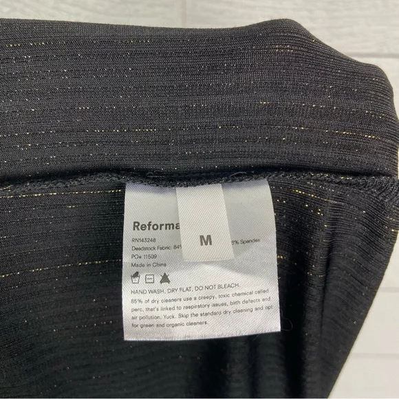 REFORMATION Alix Pant Black Gold Sparkle Metallic Shimmer Crop Kick Flare Medium - Picture 6 of 6